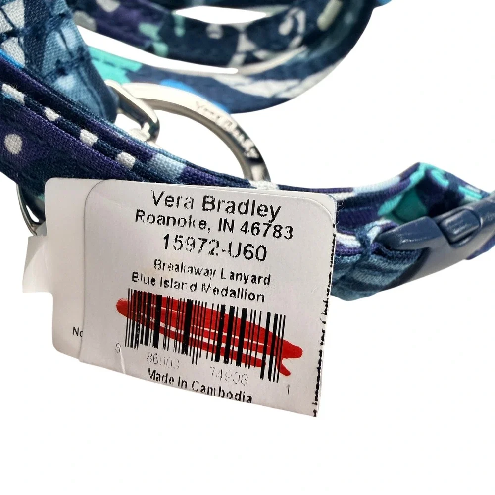 Vera Bradley Breakaway Lanyard Blue Island Medallion Floral Keychain Ocean Gift